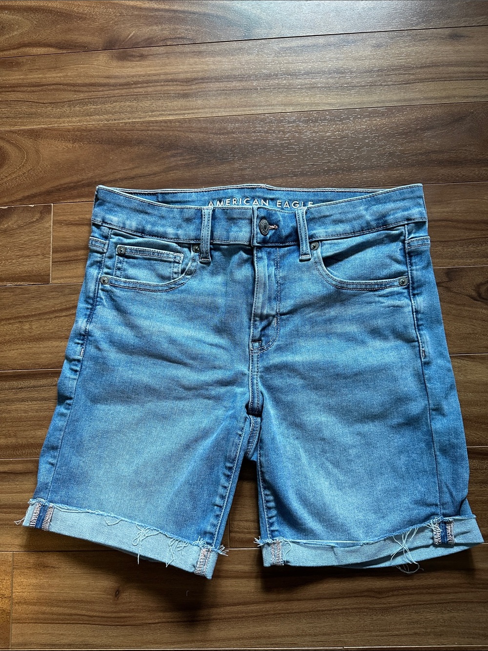 American Eagle Medium Blue Denim Cuffed Shorts